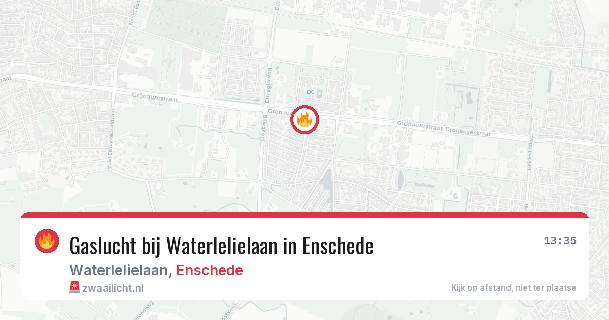 Gaslucht bij Waterlelielaan in Enschede — 4 jul 2026