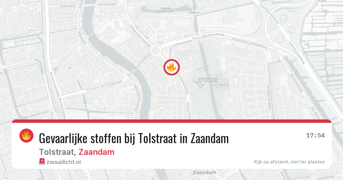 Gevaarlijke stoffen bij Tolstraat in Zaandam — 4 aug 2026