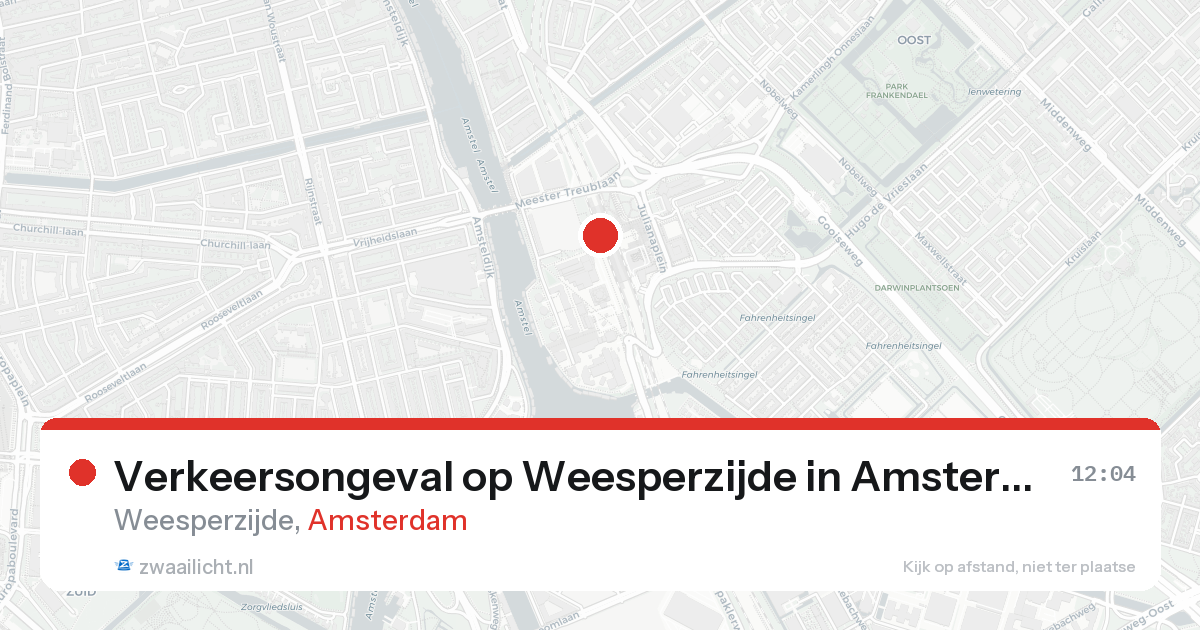 Verkeersongeval op Weesperzijde in Amsterdam — 20 aug 2026
