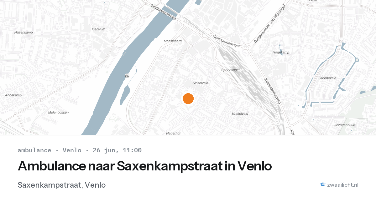 Ambulance naar Saxenkampstraat in Venlo — 26 jun 2026