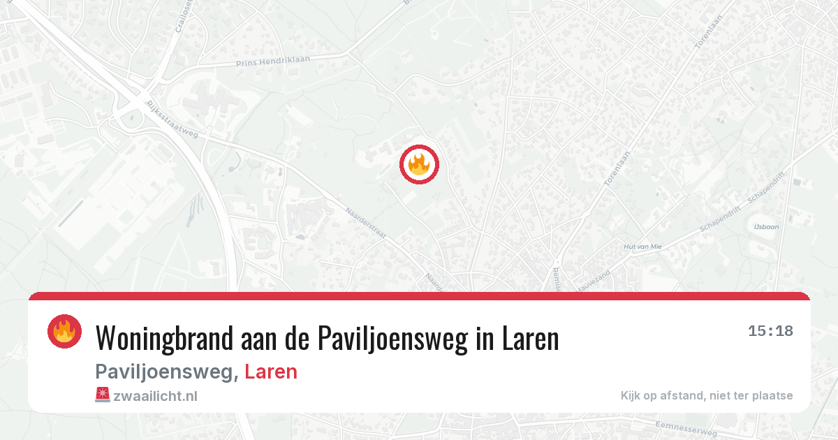 Woningbrand aan de Paviljoensweg in Laren — 10 mrt 2026