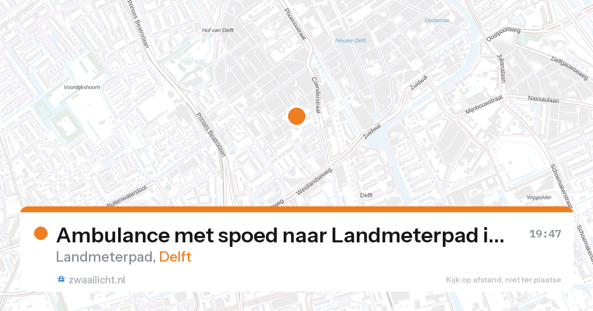 Ambulance met spoed naar Landmeterpad in Delft — 27 aug 2026