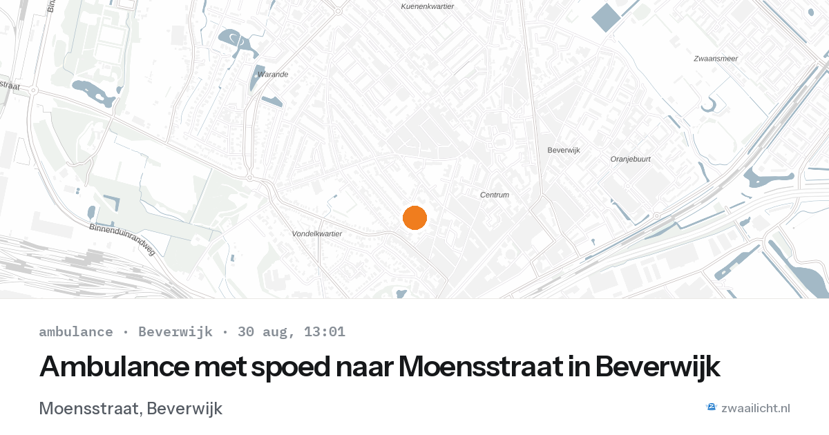 Ambulance met spoed naar Moensstraat in Beverwijk — 30 aug 2026