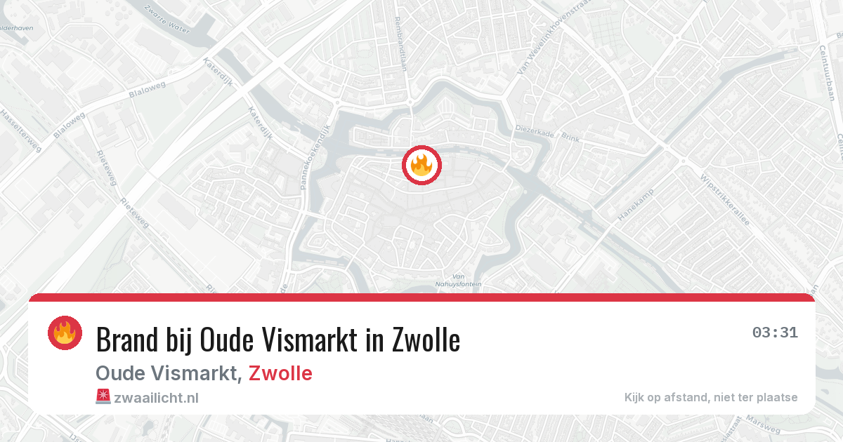 Brand bij Oude Vismarkt in Zwolle — 12 aug 2026