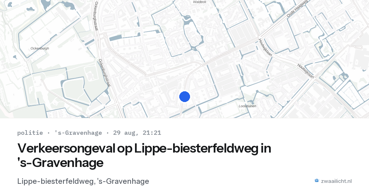 Verkeersongeval op Lippe-biesterfeldweg in 's-Gravenhage — 29 aug 2026