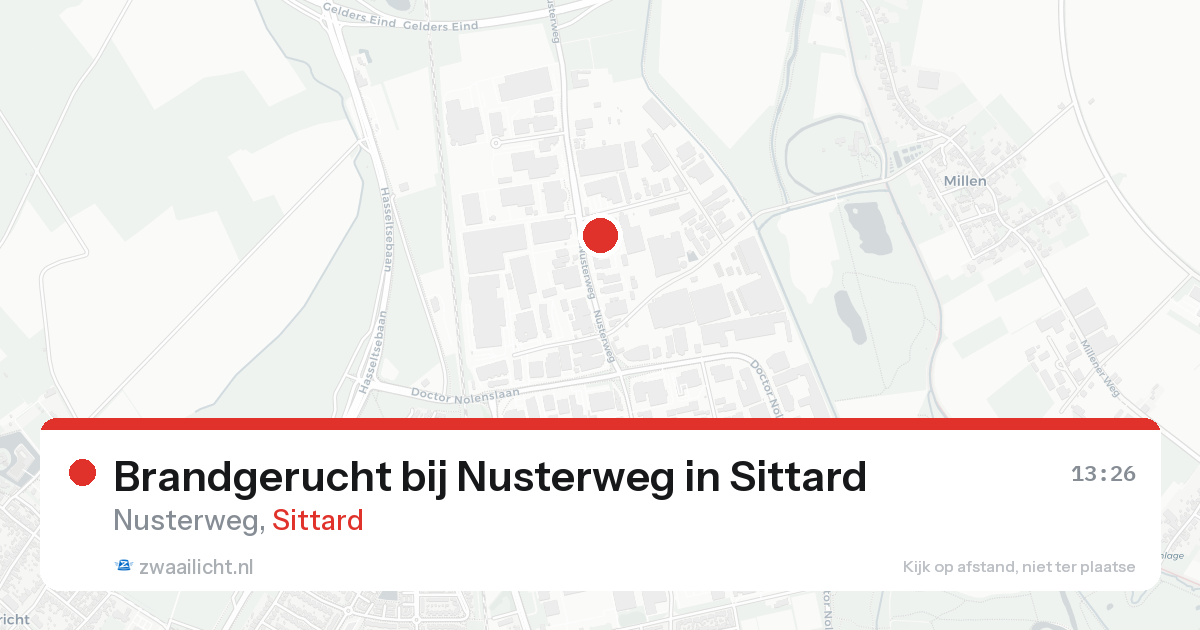 Brandgerucht bij Nusterweg in Sittard — 23 aug 2026