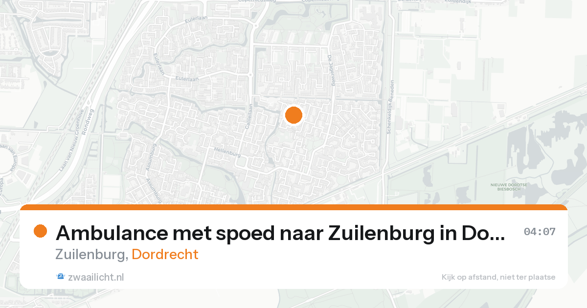 Ambulance met spoed naar Zuilenburg in Dordrecht — 22 aug 2026