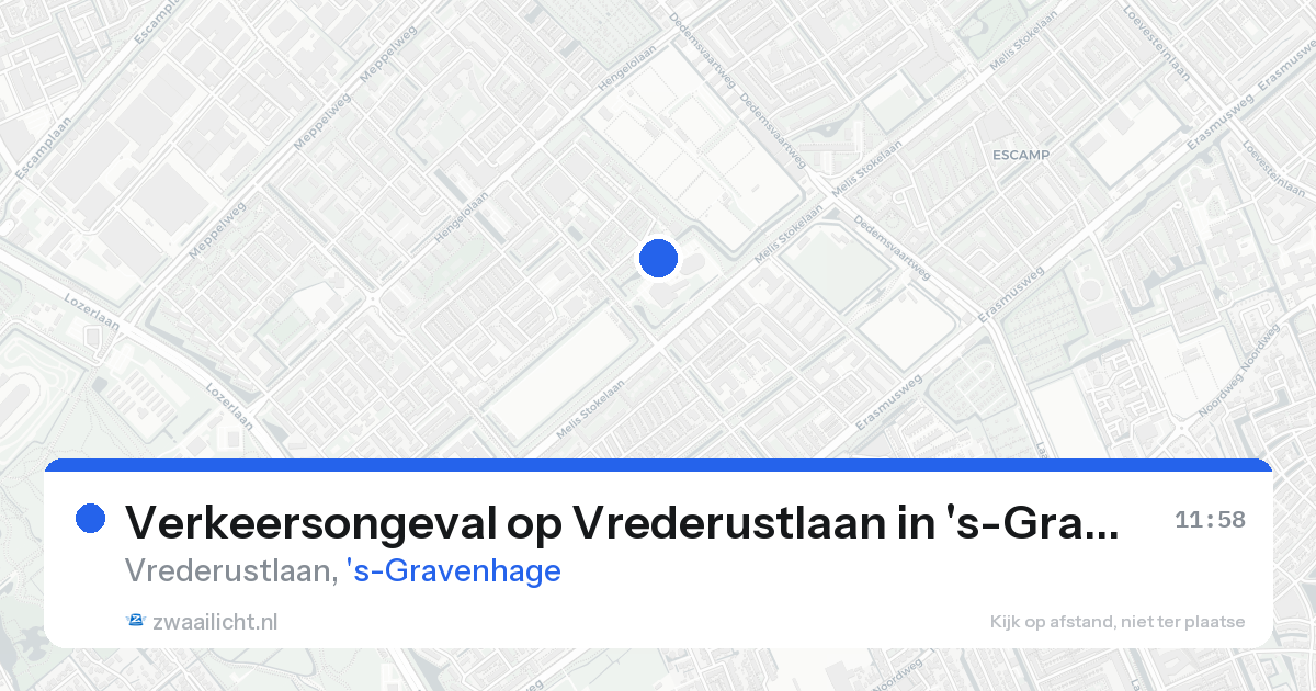 Verkeersongeval op Vrederustlaan in 's-Gravenhage — 16 aug 2026