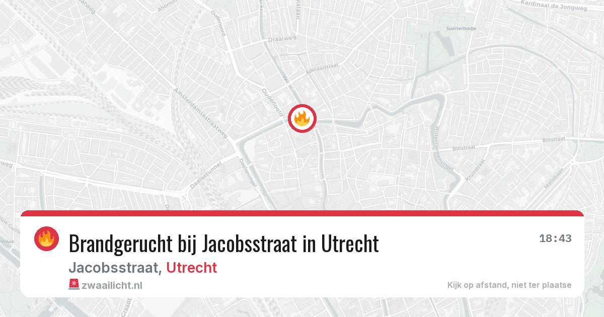 Brandgerucht bij Jacobsstraat in Utrecht — 22 apr 2026