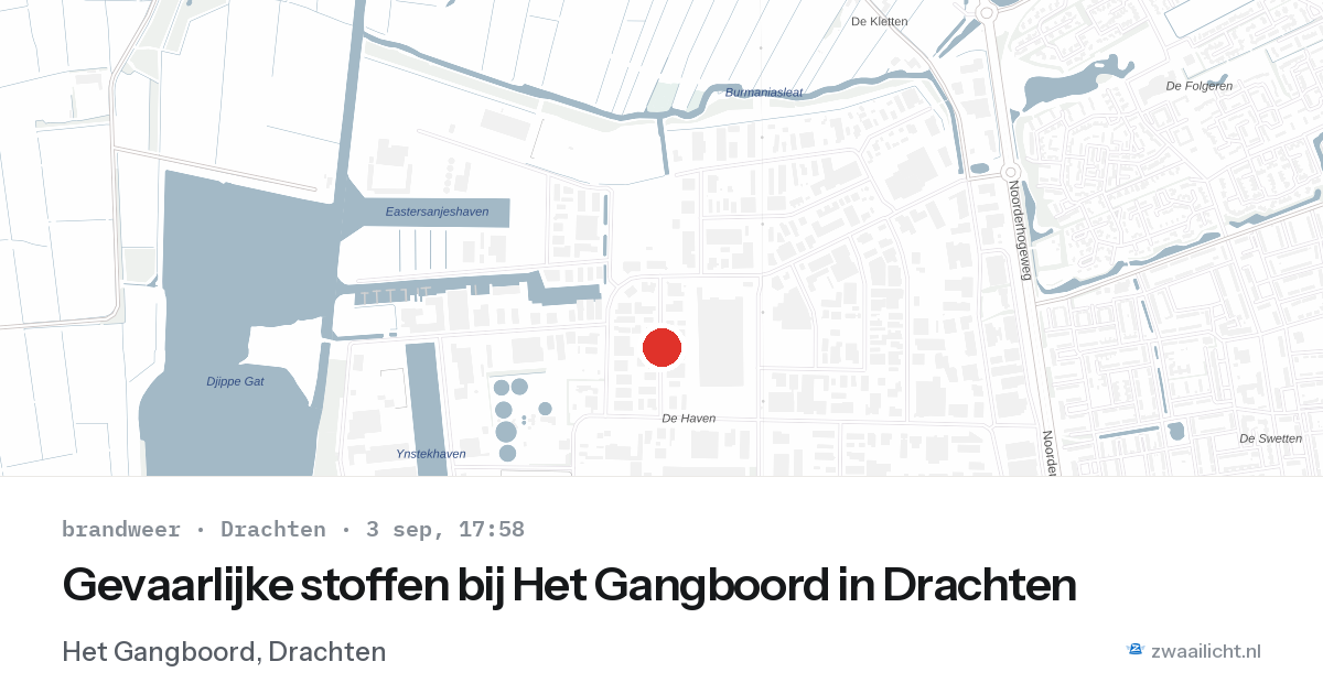 Gevaarlijke stoffen bij Het Gangboord in Drachten — 3 sep 2026