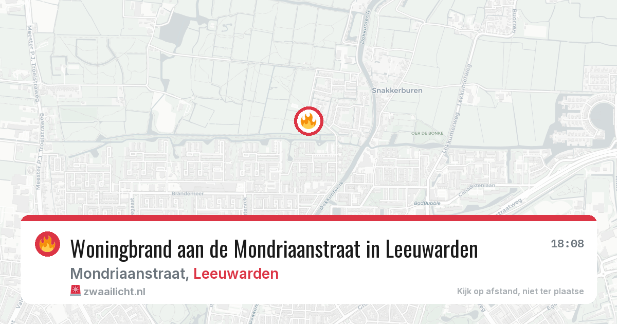 Woningbrand aan de Mondriaanstraat in Leeuwarden — 6 aug 2026