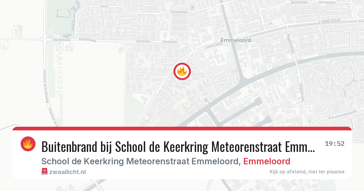 Buitenbrand bij School de Keerkring Meteorenstraat Emmeloord in Emmeloord — 20 jul 2026