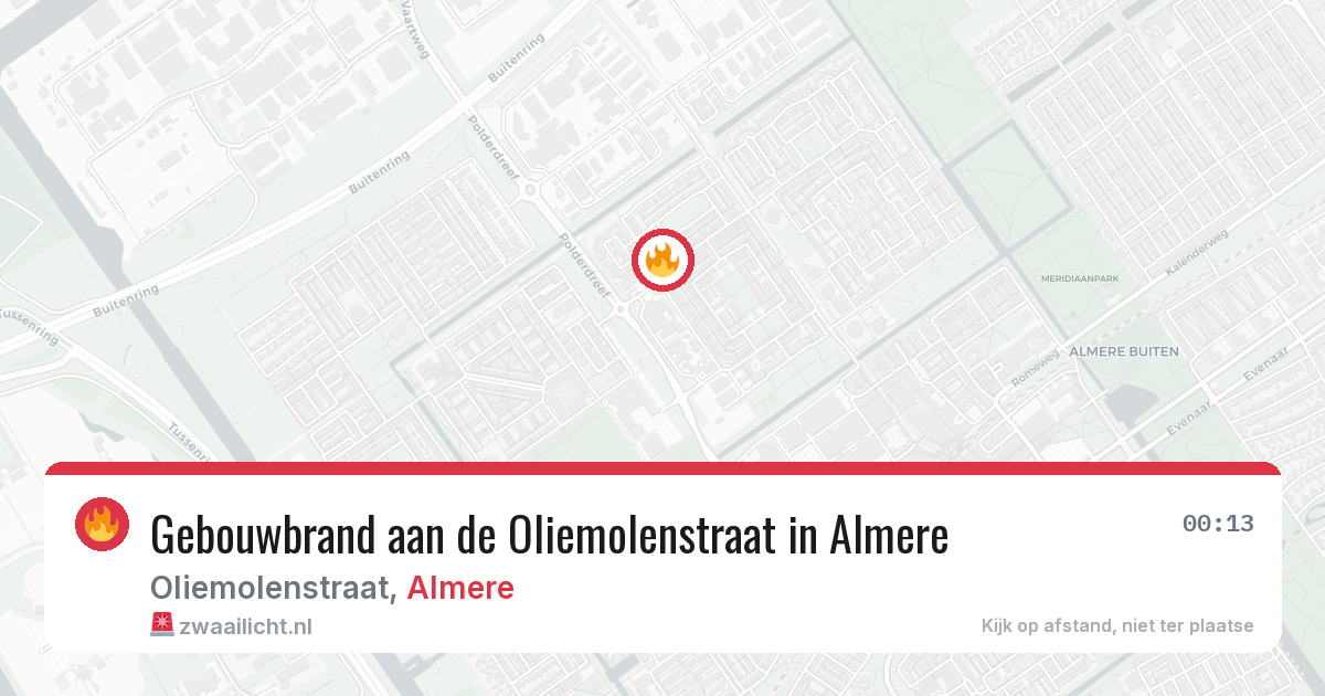 Gebouwbrand aan de Oliemolenstraat in Almere — 25 mei 2026