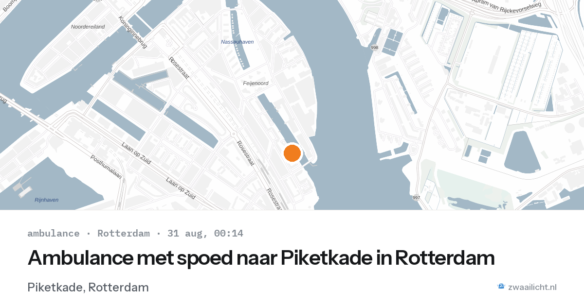 Ambulance met spoed naar Piketkade in Rotterdam — 30 aug 2026