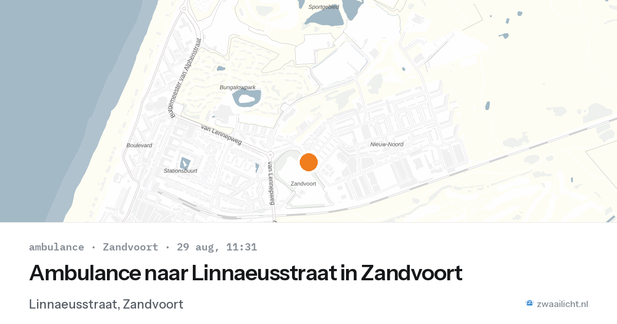 Ambulance naar Linnaeusstraat in Zandvoort — 29 aug 2026