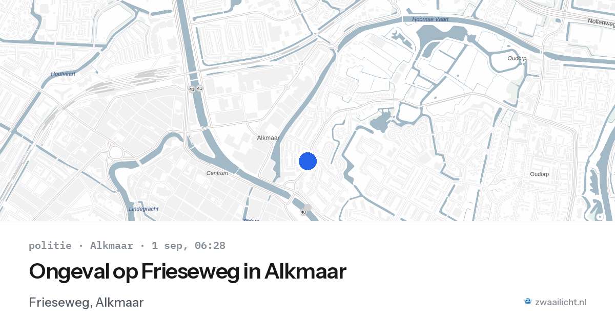 Ongeval op Frieseweg in Alkmaar — 1 sep 2026
