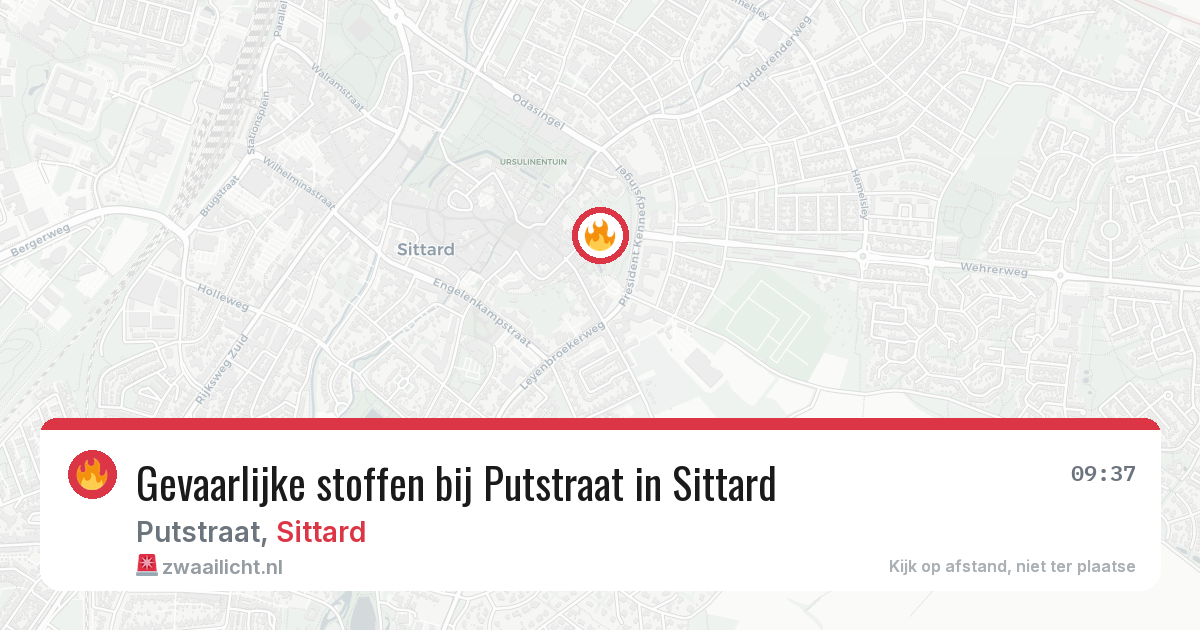 Gevaarlijke stoffen bij Putstraat in Sittard — 15 jul 2026