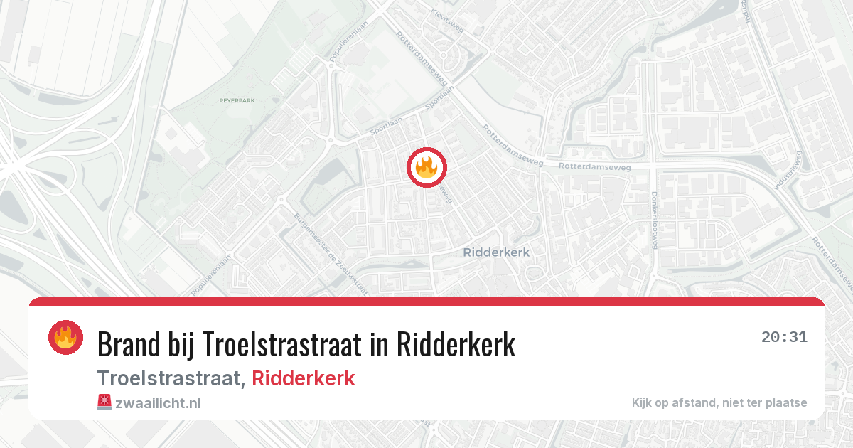 Brand bij Troelstrastraat in Ridderkerk — 11 aug 2026