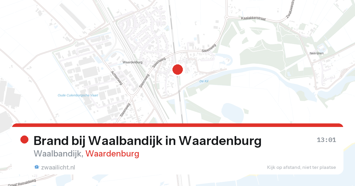 Brand bij Waalbandijk in Waardenburg — 26 aug 2026