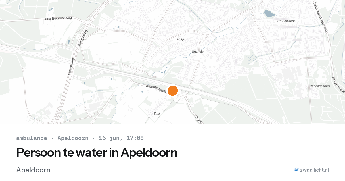Persoon te water in Apeldoorn — 16 jun 2026