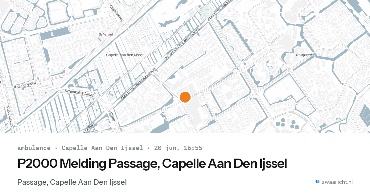 P2000 Melding Passage, Capelle Aan Den Ijssel — 20 jun 2026