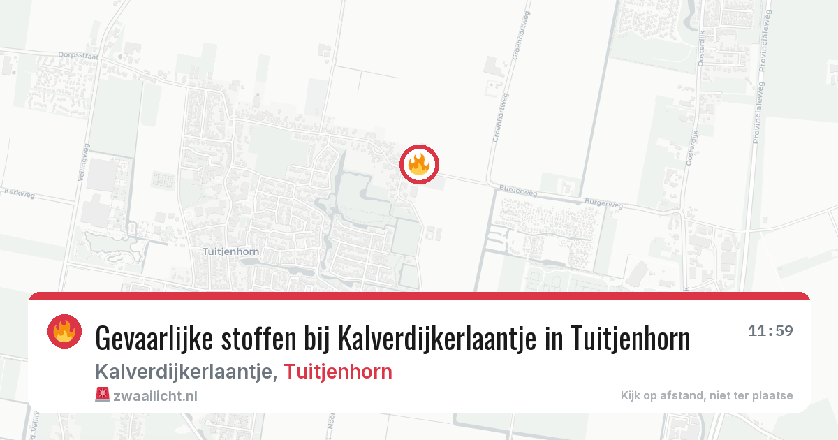 Gevaarlijke stoffen bij Kalverdijkerlaantje in Tuitjenhorn — 21 mei 2026