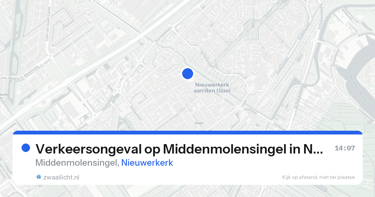 Verkeersongeval op Middenmolensingel in Nieuwerkerk — 18 aug 2026