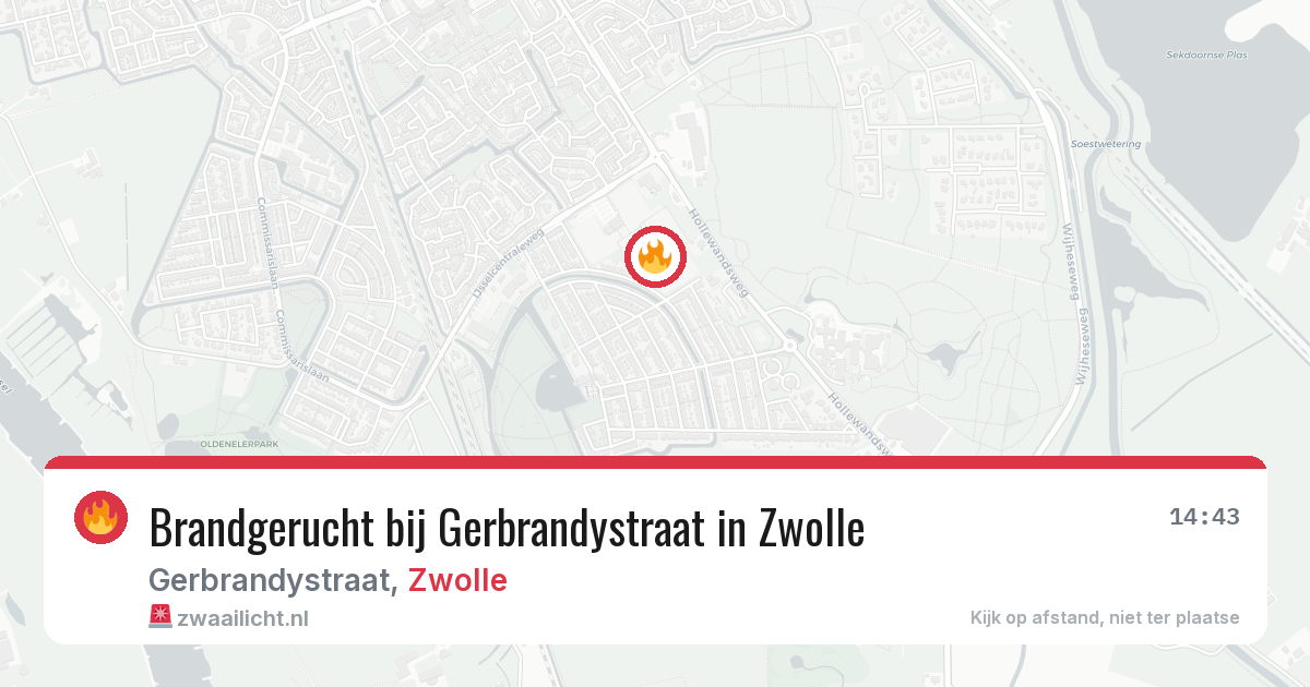 Brandgerucht bij Gerbrandystraat in Zwolle — 21 jun 2026