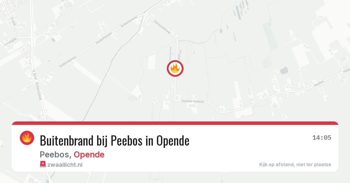Buitenbrand bij Peebos in Opende — 23 mei 2026