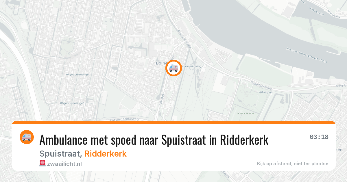 Ambulance met spoed naar Spuistraat in Ridderkerk — 14 aug 2026