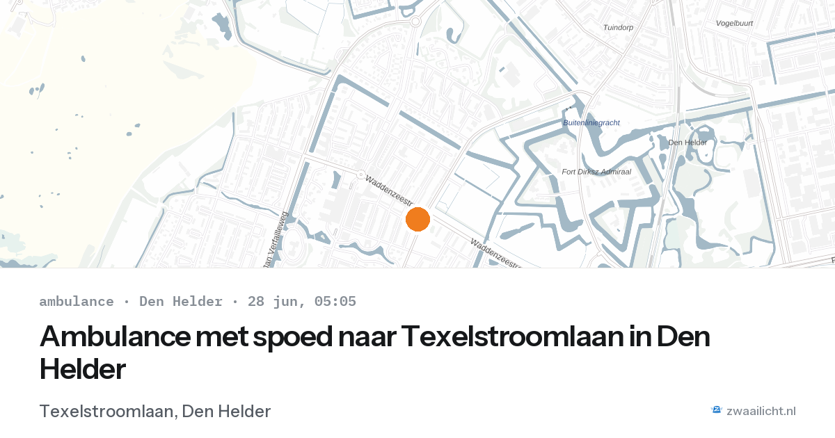 Ambulance met spoed naar Texelstroomlaan in Den Helder — 28 jun 2026
