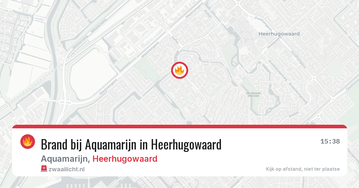 Brand bij Aquamarijn in Heerhugowaard — 25 apr 2026