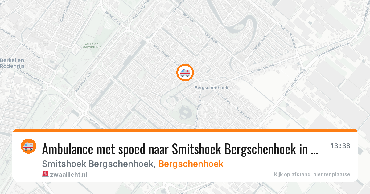 Ambulance met spoed naar Smitshoek Bergschenhoek in Bergschenhoek — 28 mei 2026