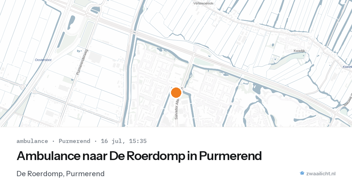 Ambulance naar De Roerdomp in Purmerend — 16 jul 2026