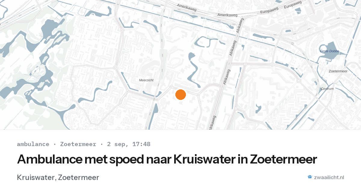 Ambulance met spoed naar Kruiswater in Zoetermeer — 2 sep 2026