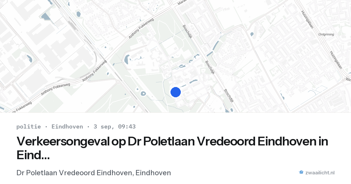 Verkeersongeval op Dr Poletlaan Vredeoord Eindhoven in Eindhoven — 3 sep 2026