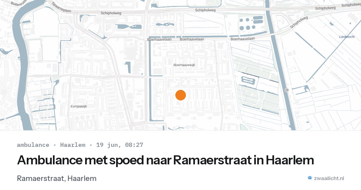 Ambulance met spoed naar Ramaerstraat in Haarlem — 19 jun 2026