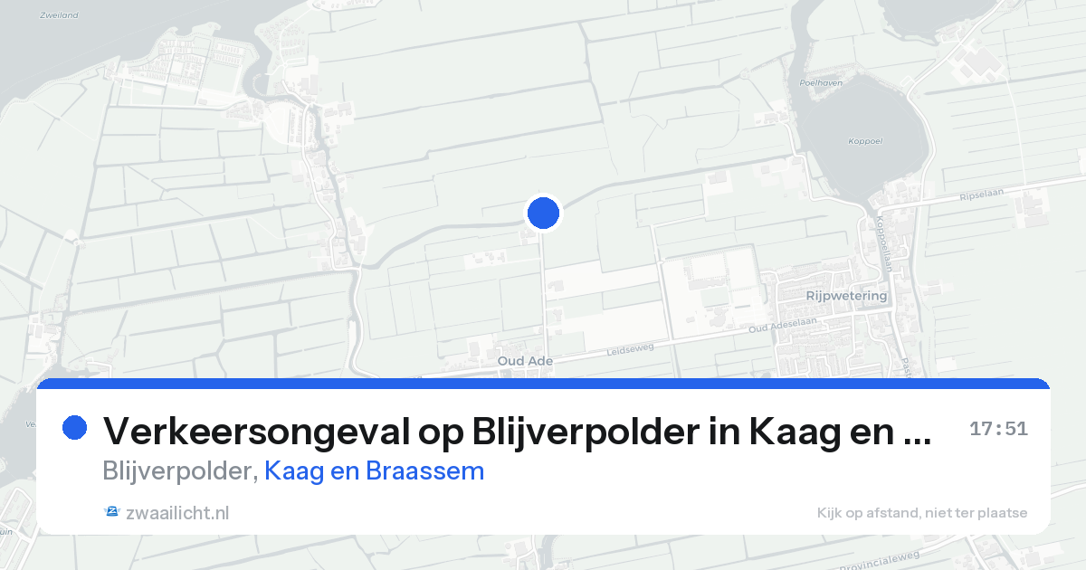 Verkeersongeval op Blijverpolder in Kaag en Braassem — 19 aug 2026