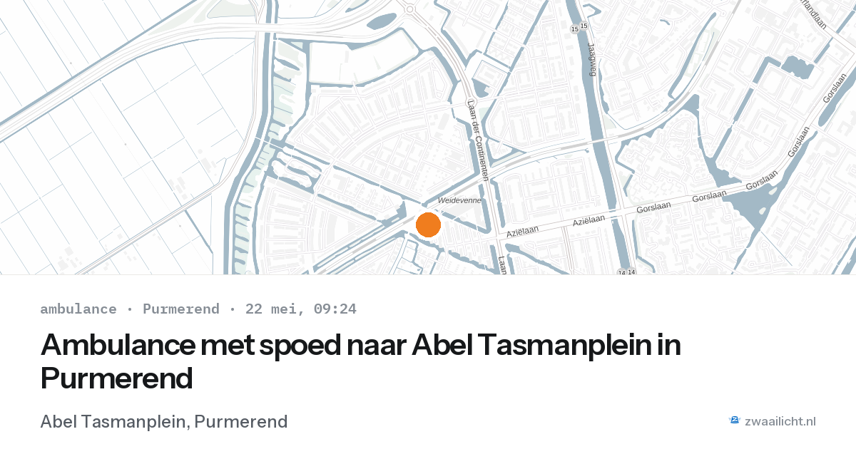 Ambulance met spoed naar Abel Tasmanplein in Purmerend — 22 mei 2026