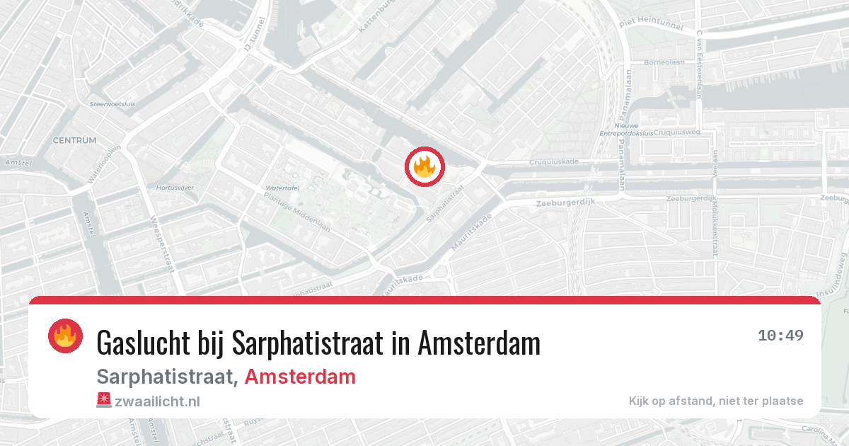Gaslucht bij Sarphatistraat in Amsterdam — 1 aug 2026