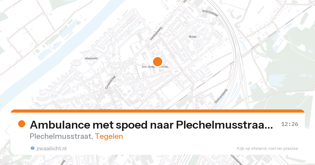 Ambulance met spoed naar Plechelmusstraat in Tegelen — 27 aug 2026