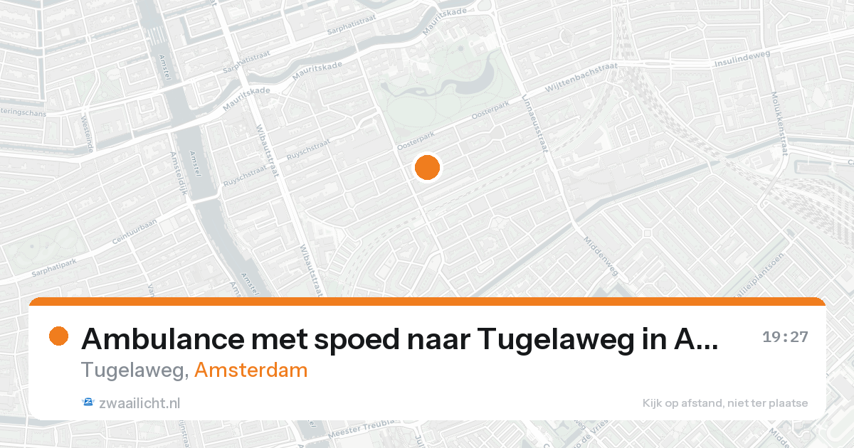 Ambulance met spoed naar Tugelaweg in Amsterdam — 23 aug 2026