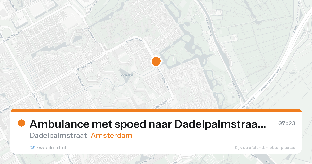 Ambulance met spoed naar Dadelpalmstraat in Amsterdam — 26 aug 2026