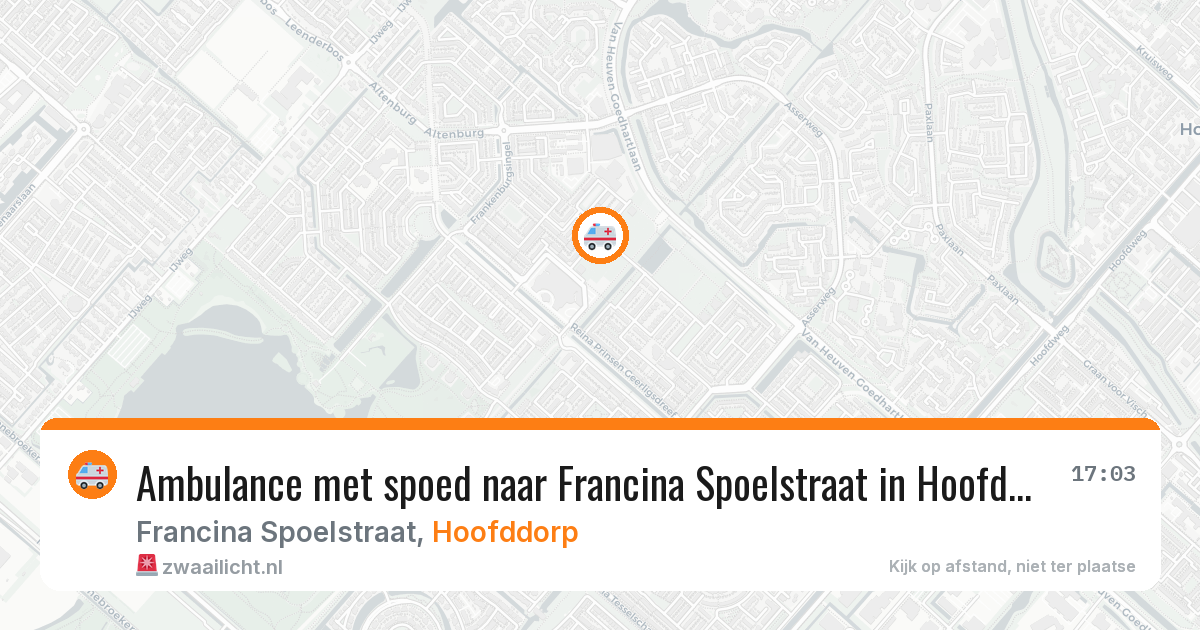 Ambulance met spoed naar Francina Spoelstraat in Hoofddorp — 9 aug 2026