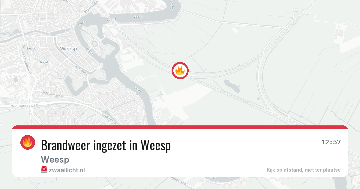 Brandweer ingezet in Weesp — 13 aug 2026 | 🚨 Zwaailicht.nl