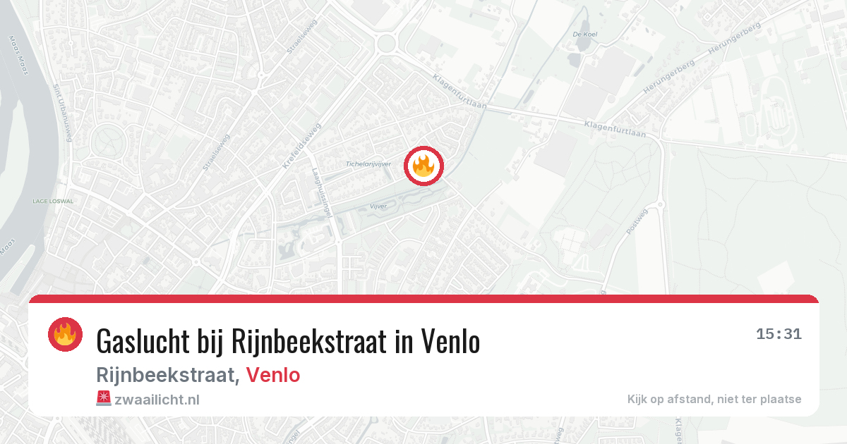 Gaslucht bij Rijnbeekstraat in Venlo — 6 aug 2026