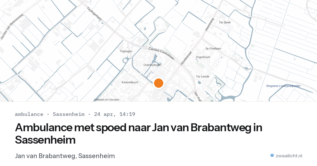 Ambulance met spoed naar Jan van Brabantweg in Sassenheim — 24 apr 2026