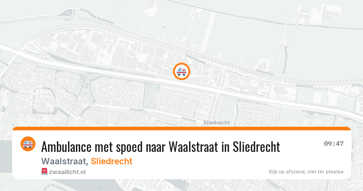 Ambulance met spoed naar Waalstraat in Sliedrecht — 21 jun 2026