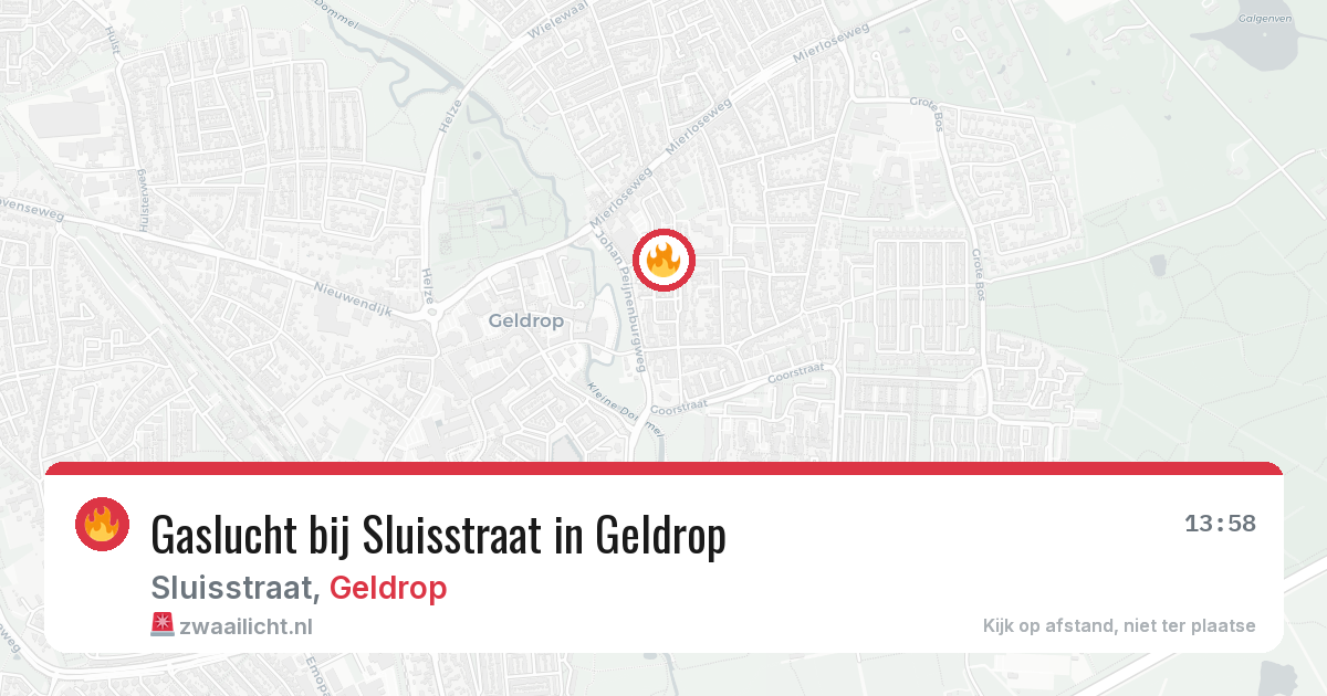 Gaslucht bij Sluisstraat in Geldrop — 3 aug 2026