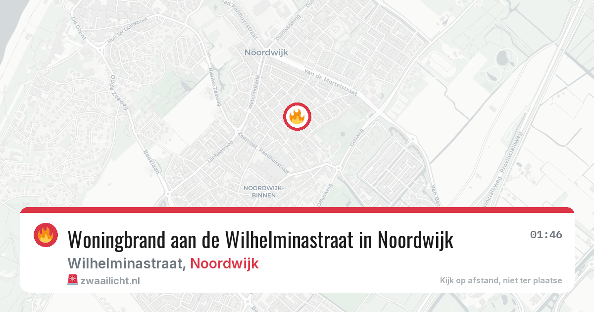 Woningbrand aan de Wilhelminastraat in Noordwijk — 12 mrt 2026